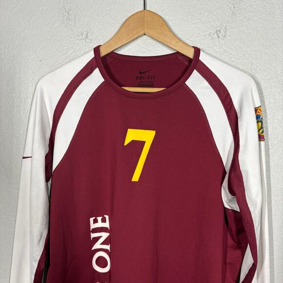 Nike Club One Athletic Jersey Long Sleeve Sport Cool Down Burgundy 7 - XL - Picture 2 of 5